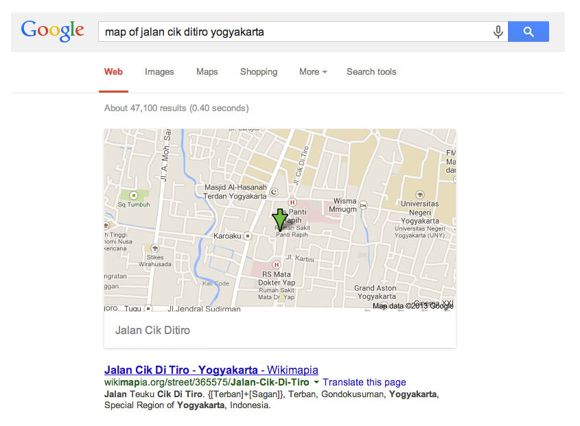Mencari Petunjuk Jalan dengan Google Search
