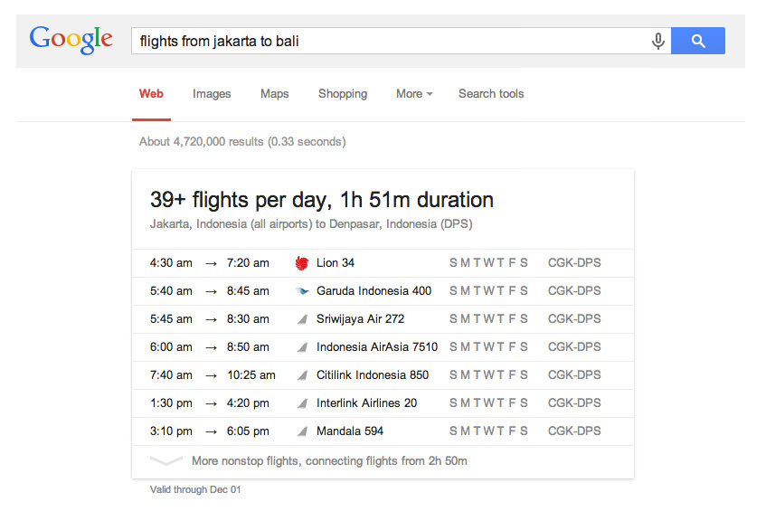 Melihat Jadwal Penerbangan Pesawat dengan Google Search