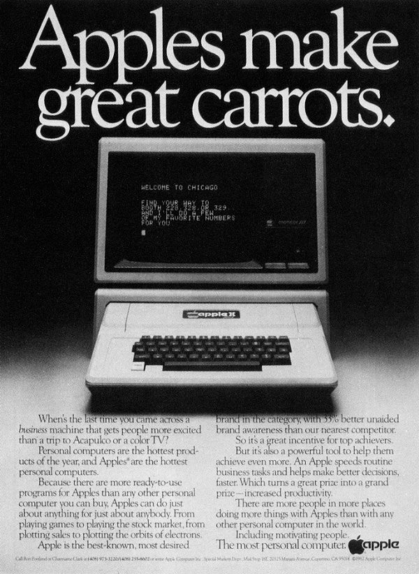 iklan komputer jadul klasik apple carrots