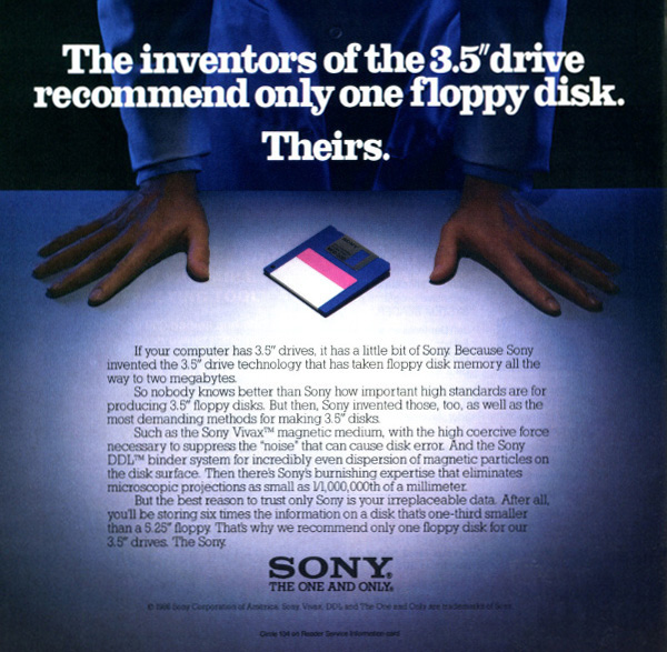 iklan komputer jadul klasik sony floppy disk