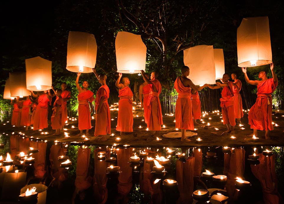 Travel - Monks Releasing Lanterns - Daniel Nahabedian