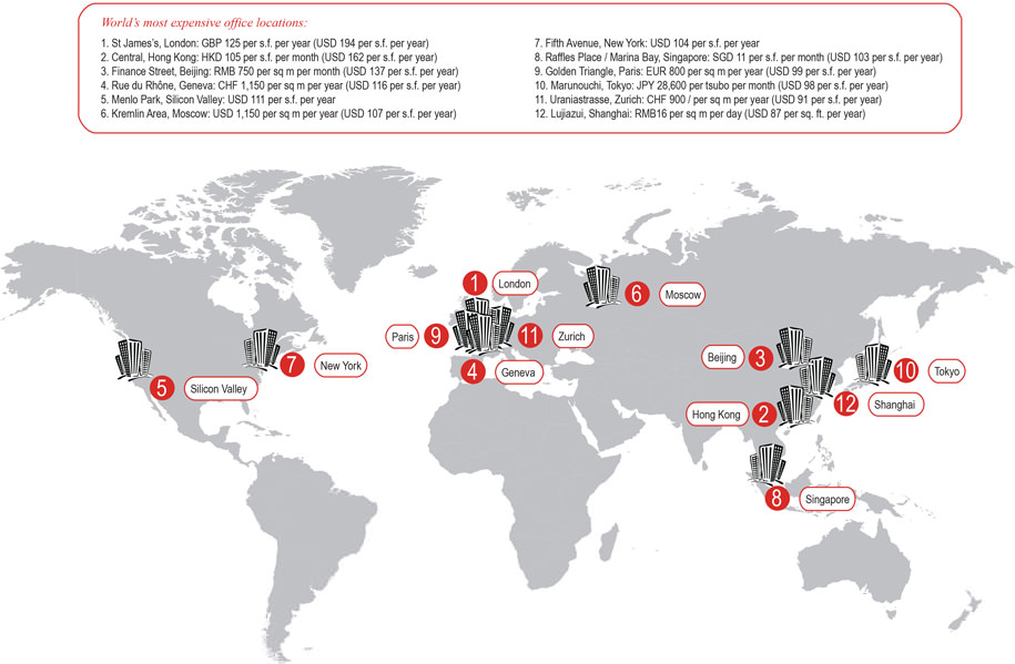 peta dunia lokasi perkantoran paling mahal