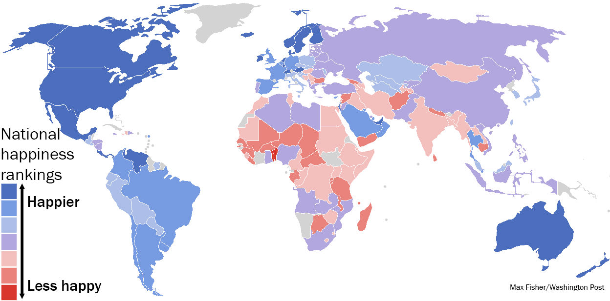 peta dunia negara paling bahagia 1