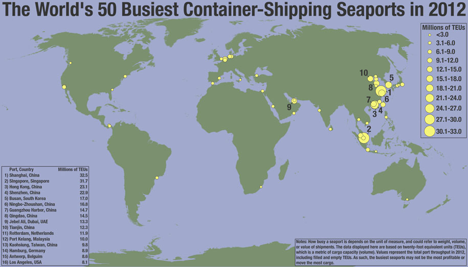 peta dunia pelabuhan tersibuk