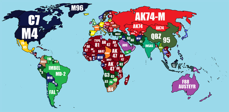 peta dunia senjata api paling banyak digunakan