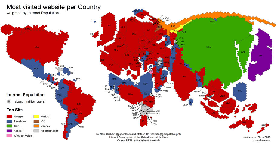 peta dunia website yang paling sering dikunjungi